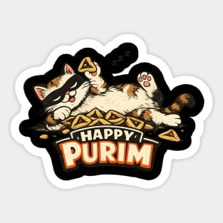 Purim Cat Hamantaschen Retro Jewish Holiday Design, Funny Purim Gift, Jewish Humor Art Sticker